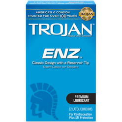 TROJAN ENZ Condoms, Premium Latex, Premium Lubricant, 12 condoms