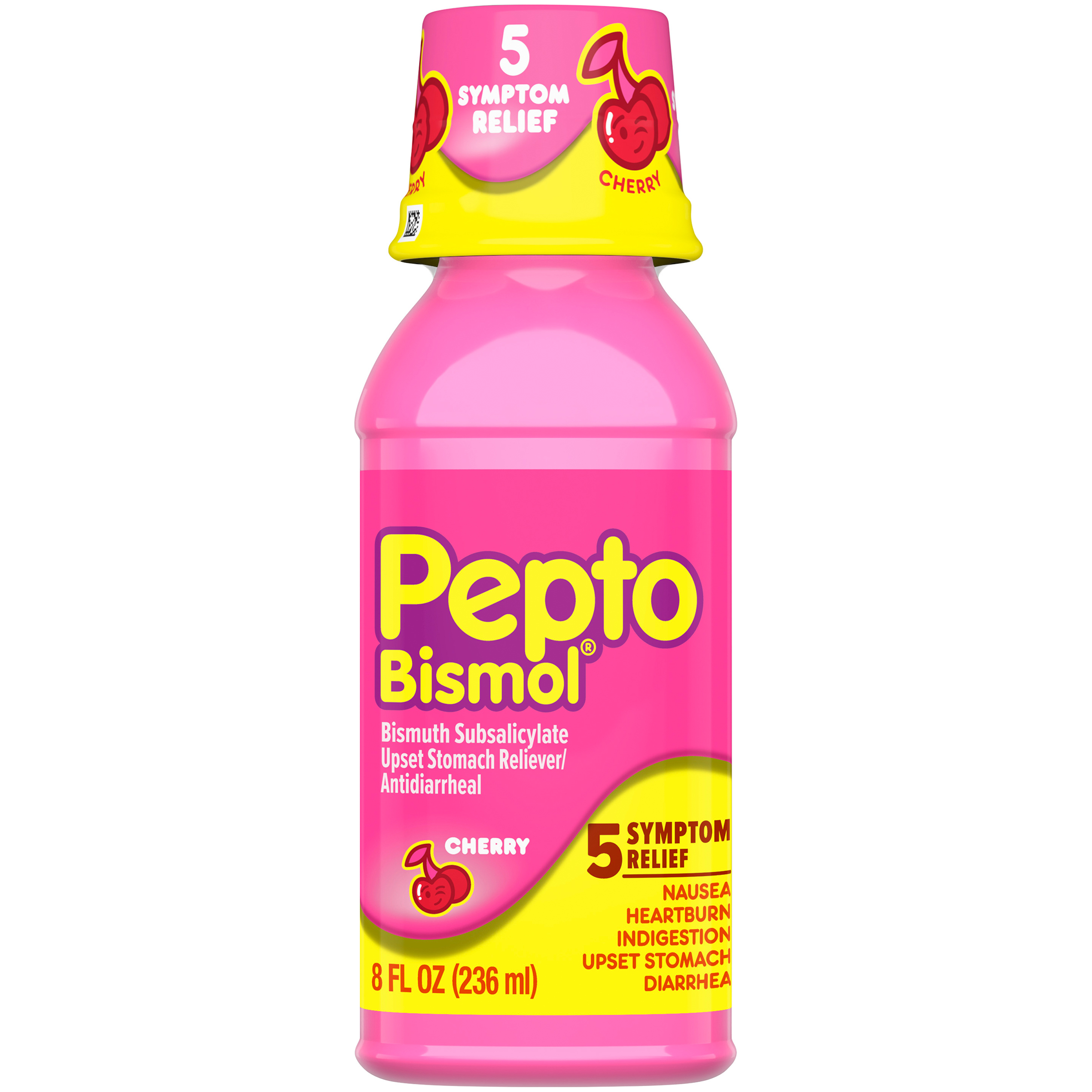 PEPTO-BISMOL Upset Stomach Reliever/Antidiarrheal, Cherry, 8 fl oz (236 ml)...