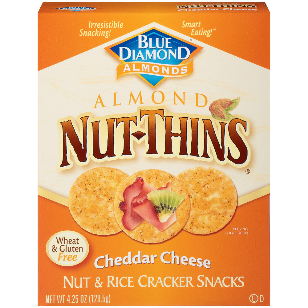 Blue Diamond Nut-Thins Cracker Snacks, Nut & Rice, Cheddar Cheese, 4.25 oz (120.5 g)