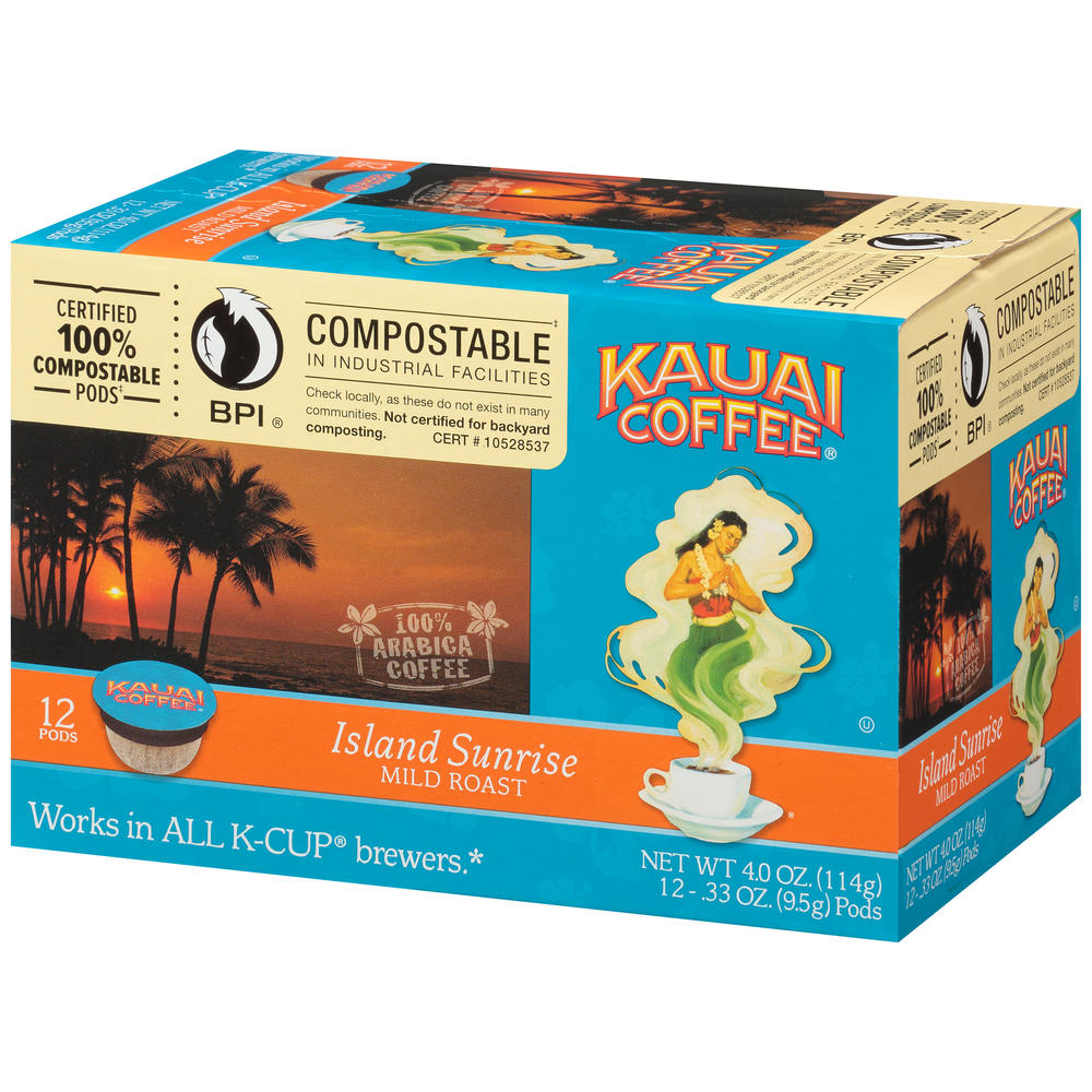 Kauai Coffee ® Island Sunrise Mild Roast 12 ct K Cup Pods, 4 oz. Box