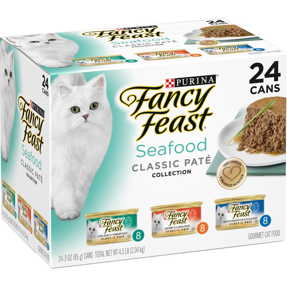 Fancy Feast Seafood Feast Variety Classic Gourmet Cat Food 24-3 oz. Cans