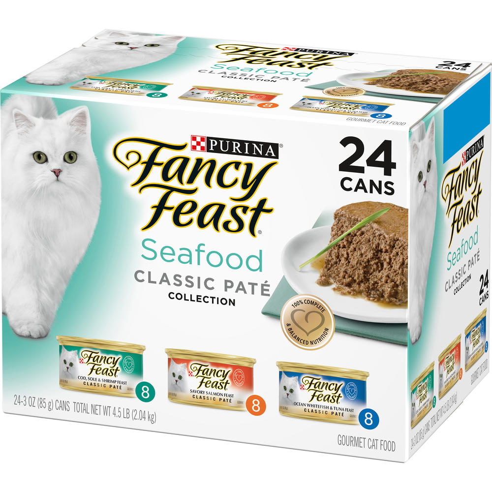 Fancy Feast Seafood Feast Variety Classic Gourmet Cat Food 24-3 oz. Cans