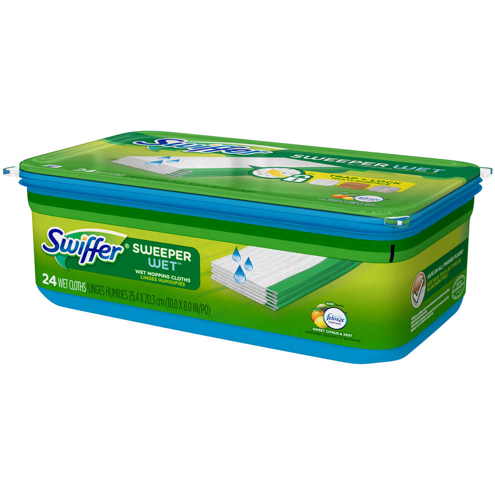 Swiffer Sweeper Wet Mopping Cloths, Refills, Citrus & Light, 24 cloths
