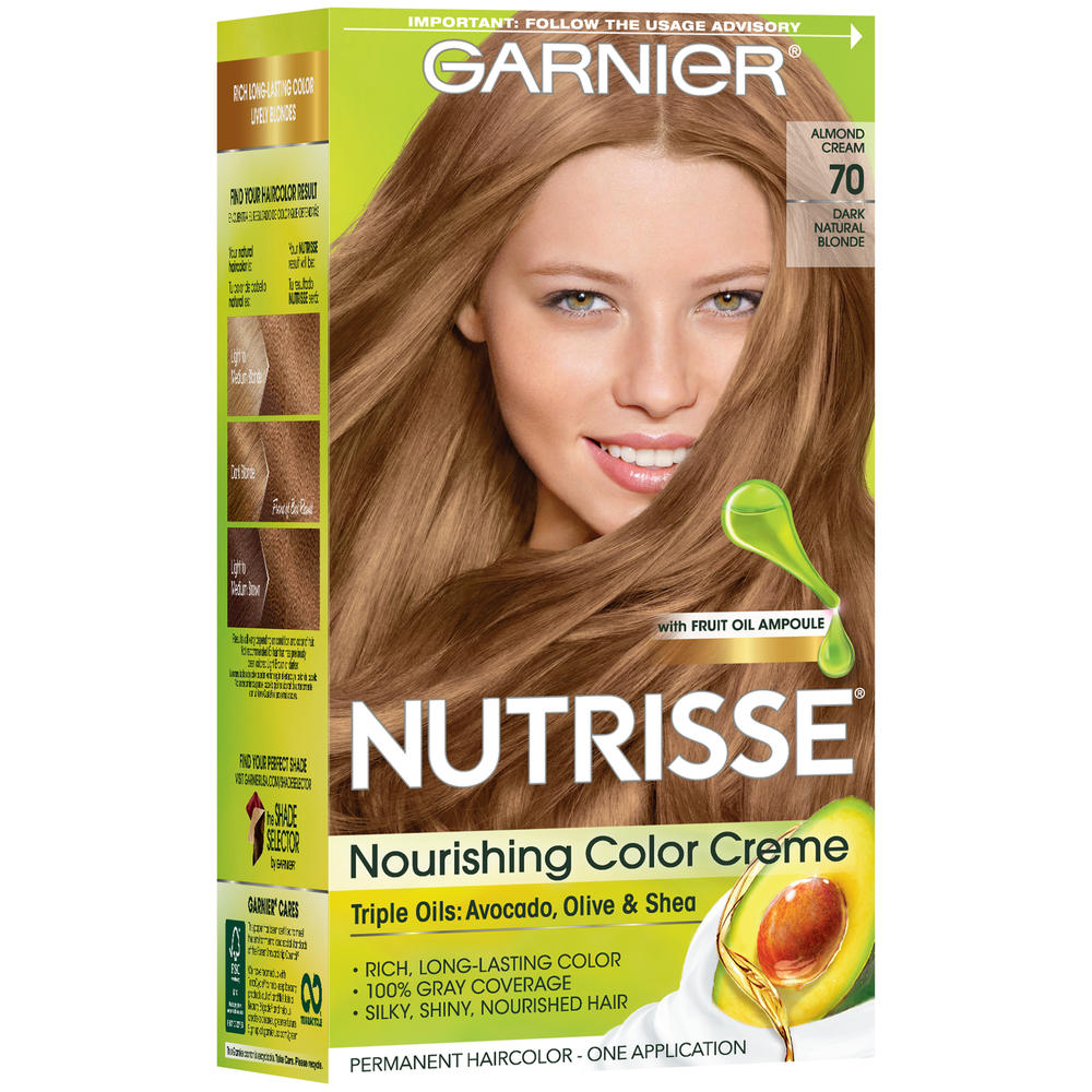 Garnier Nutrisse Permanent Haircolor, Dark Natural Blonde 70, 1 application