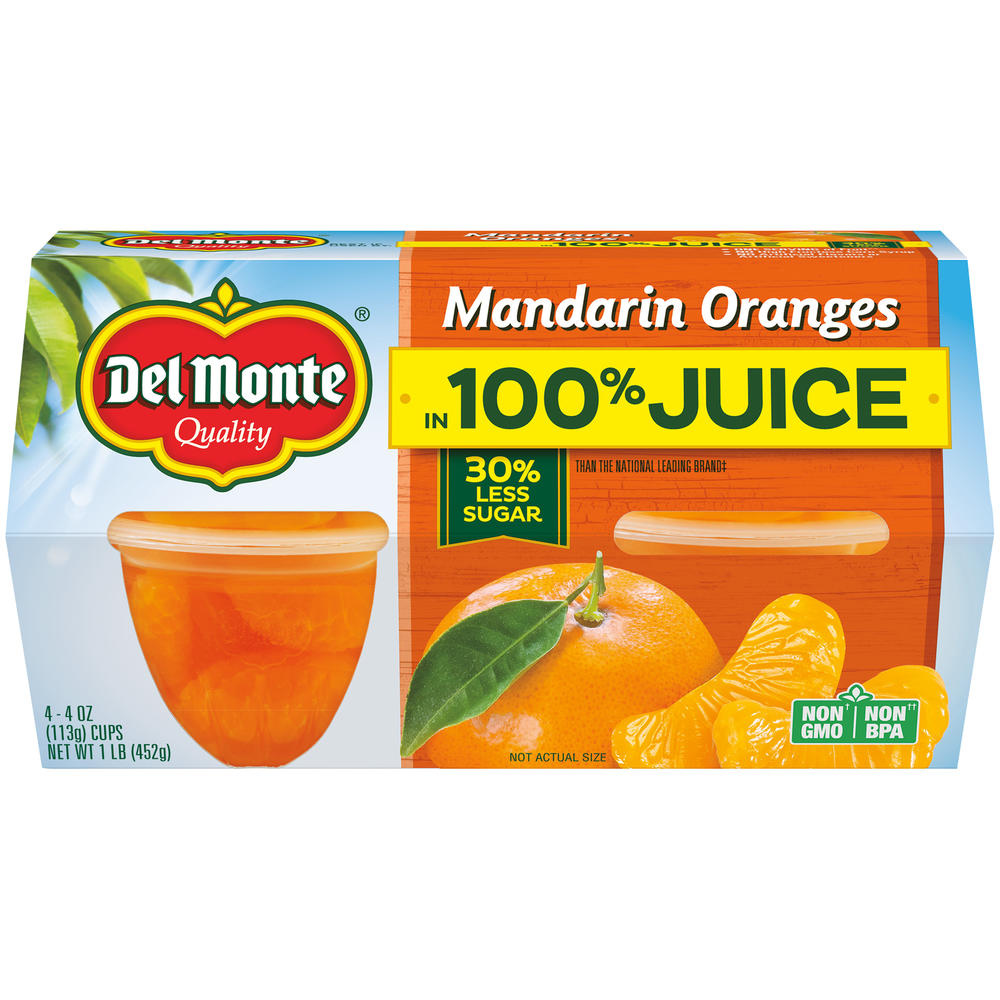 Fruit To Go Del Monte Mandarin Orange, Segments in Light Syrup, 4 - 4 oz cups [1 lb (453 g)]