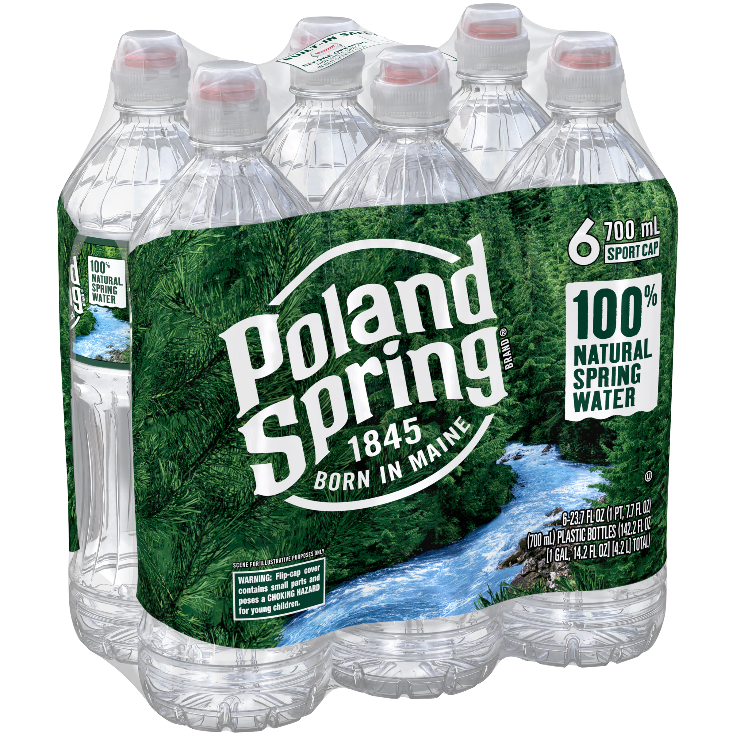 Poland Spring Water, Natural Spring, 6 - 1 pt 7.7 fl oz bottles [1 gl ...
