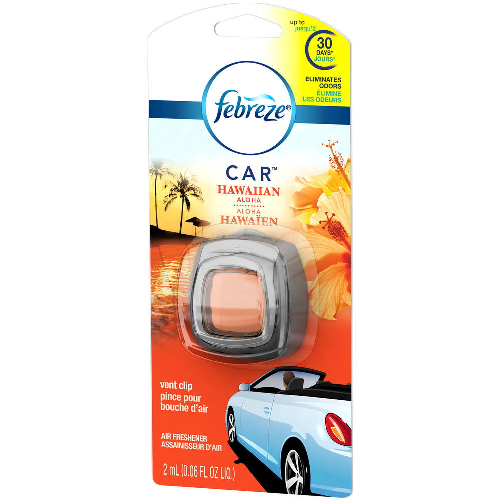 Febreze Car Vent Clips Air Freshener And Odor Eliminator Hawaiian Aloha Scent 0.06 oz