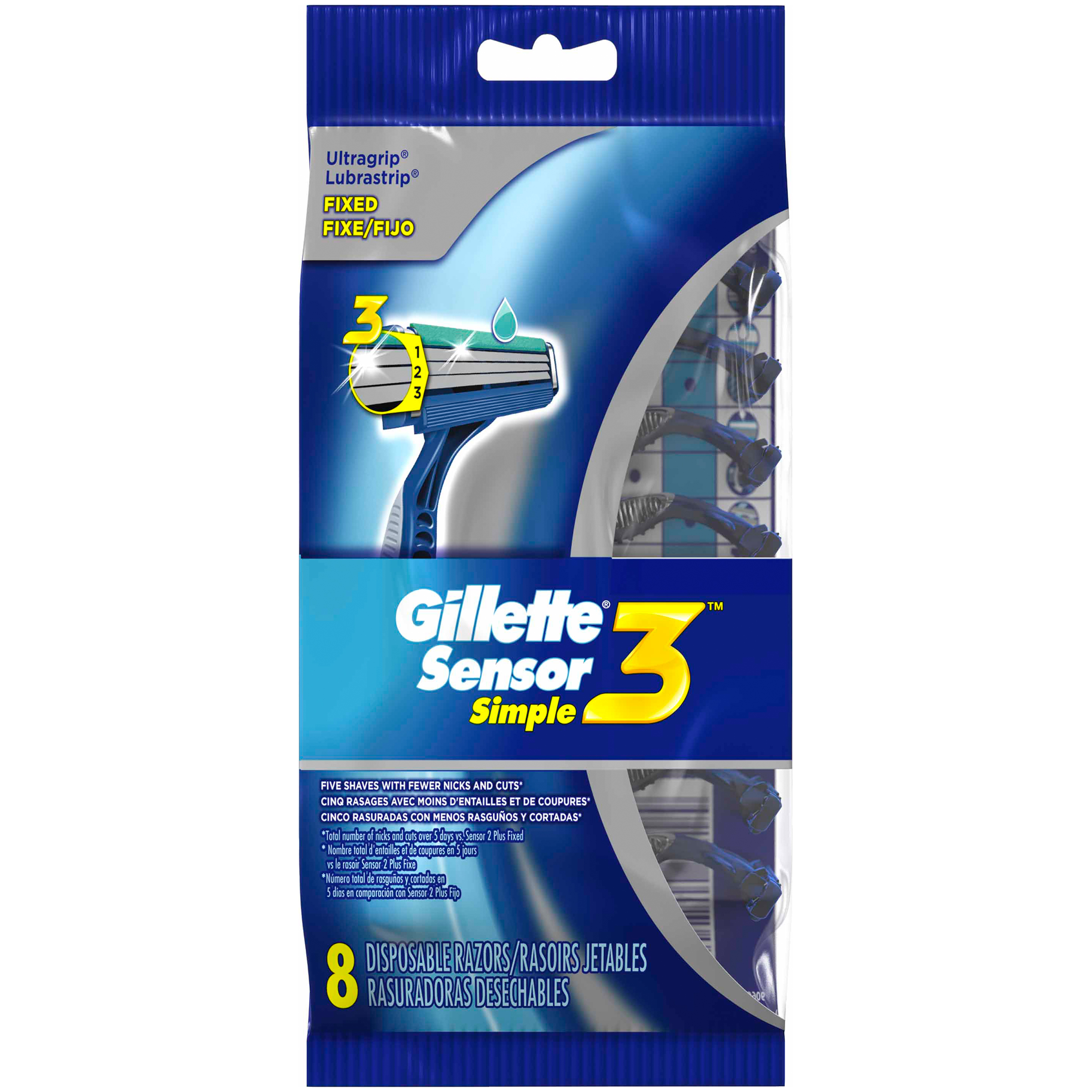 Gillette Sensor3 Simple Disposable Razors 8 ct Pack