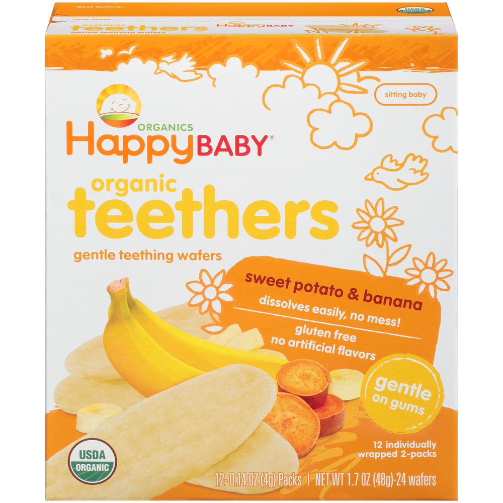Happy Baby Organic Sweet Potato & Banana Gentle Teething Wafers 12-0.14 oz. Packs