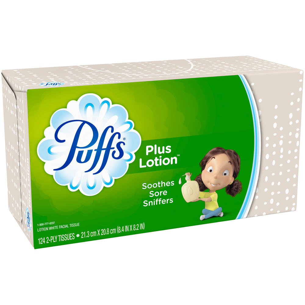 Puffs Facial Tissue, Plus Lotion, White, 2-Ply 124 tissues