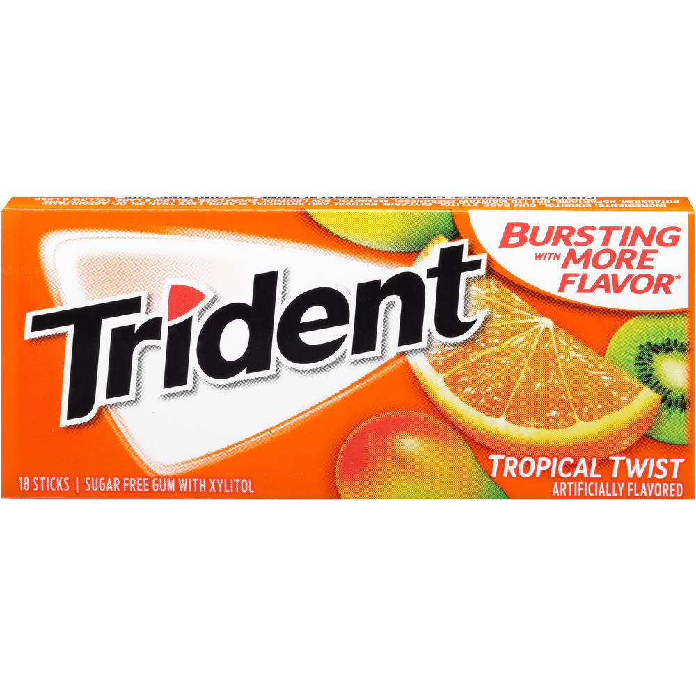 Trident Gum, Sugar Free, Tropical Twist, 18 sticks