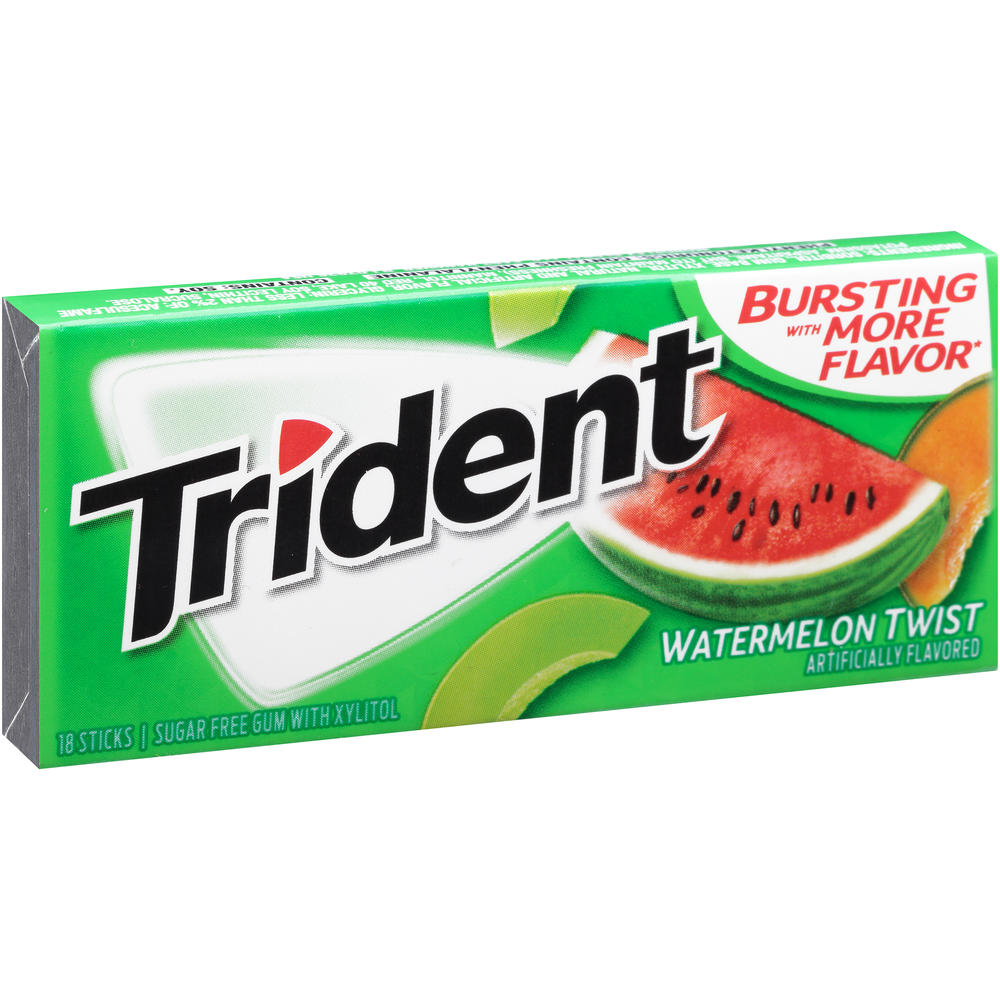 Trident Gum, Sugarless, with Xylitol, Watermelon Twist, 18 sticks