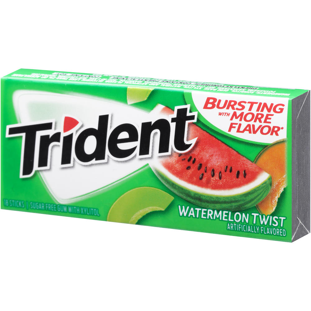 Trident Gum, Sugarless, with Xylitol, Watermelon Twist, 18 sticks