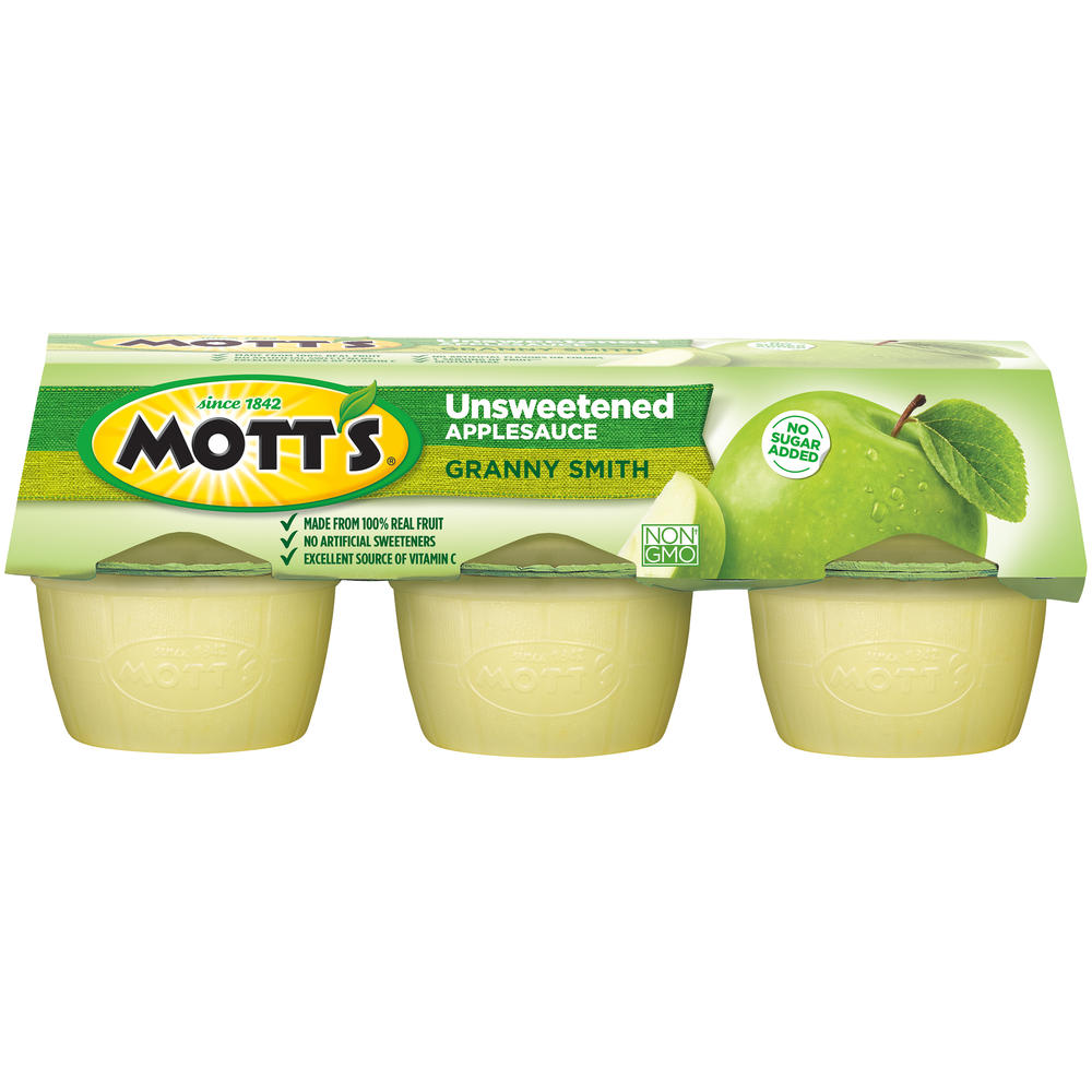 Mott's Healthy Harvest Apple Sauce, No Sugar Added, Granny Smith, 6 - 3.9 oz (111 g) cups [23.4 oz (666 g)]