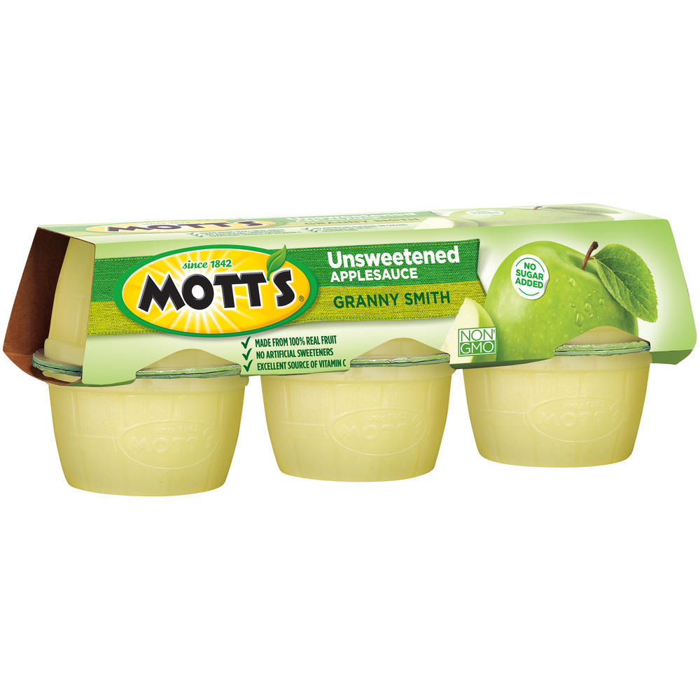 Mott's Healthy Harvest Apple Sauce, No Sugar Added, Granny Smith, 6 - 3.9 oz (111 g) cups [23.4 oz (666 g)]