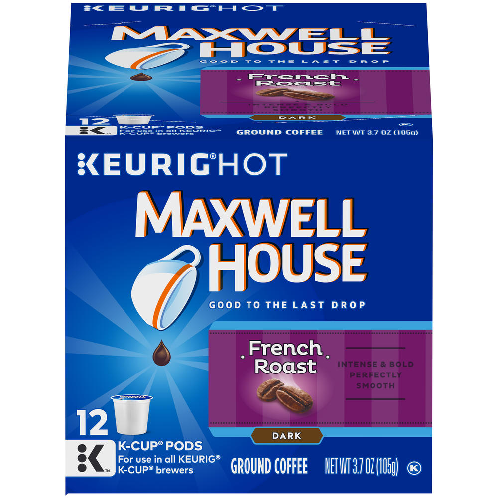 Maxwell House Coffee Cafe Collection French Roast Dark 12 Single Serve Cups, Net Wt 3.70 oz (105 g)
