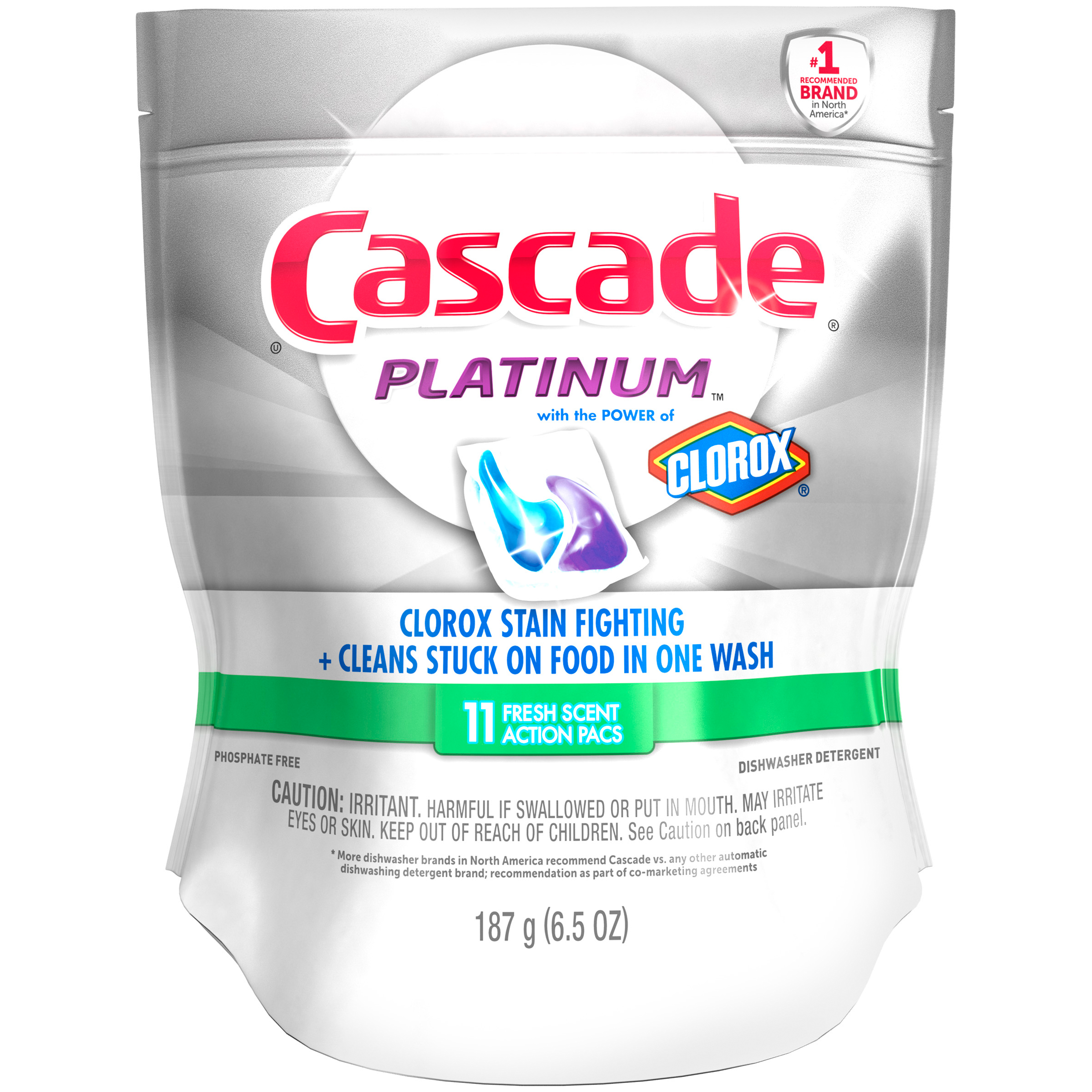 Cascade Platinum ActionPacs Clorox Fresh Scent Dishwasher Detergent 6.5