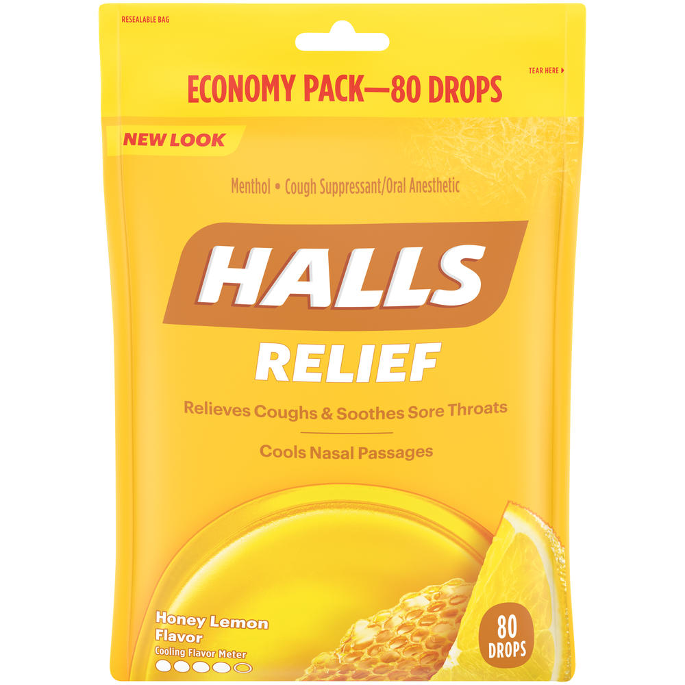Cough Suppressant/Oral Anesthetic, Menthol, Drops, Honey-Lemon, Economy Pack, 80 drops
