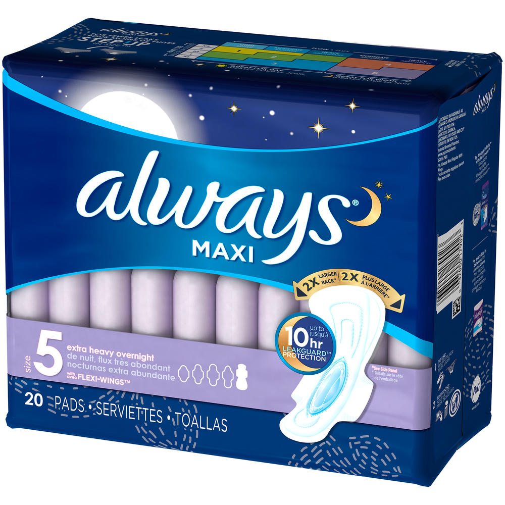 Maxi Extra Heavy Overnight with Wings, 20 Count