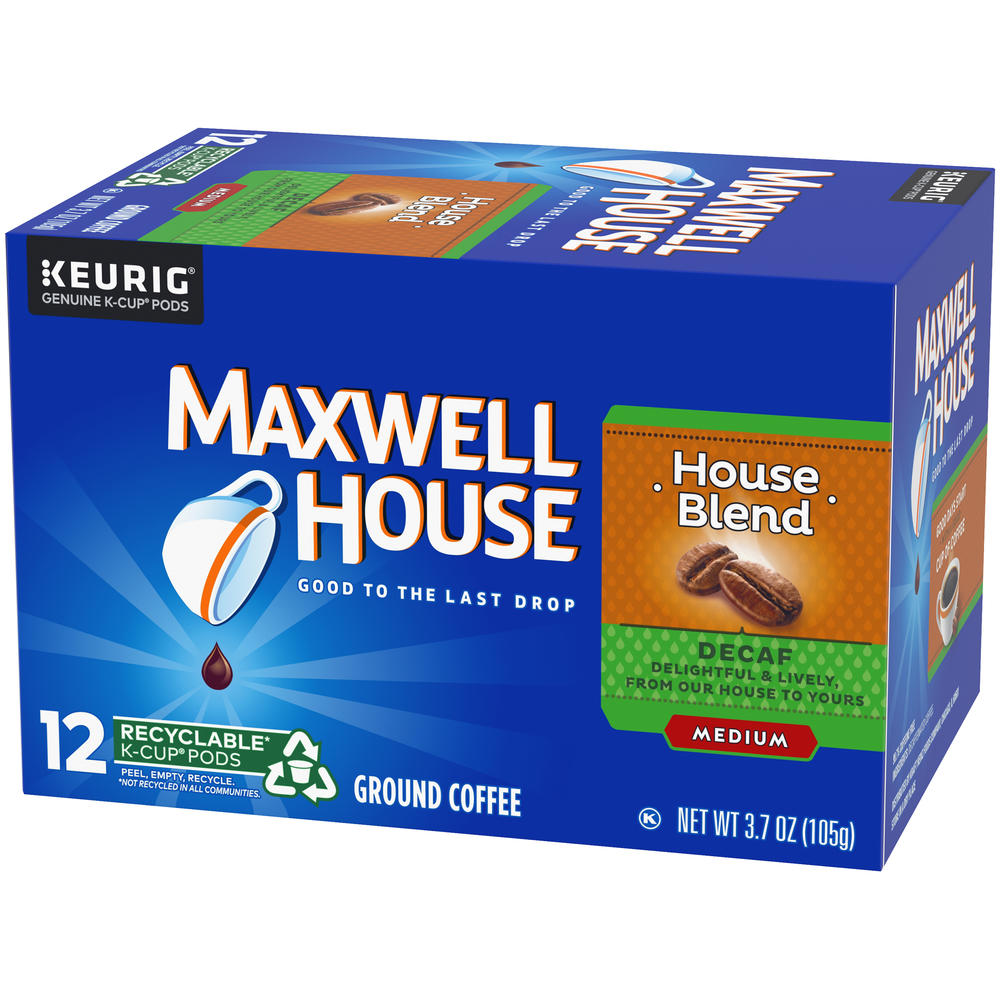 Maxwell House Coffee Cafe Collection Decaf House Blend Medium 12 Single Serve Cups, Net Wt 3.70 oz (105 g)