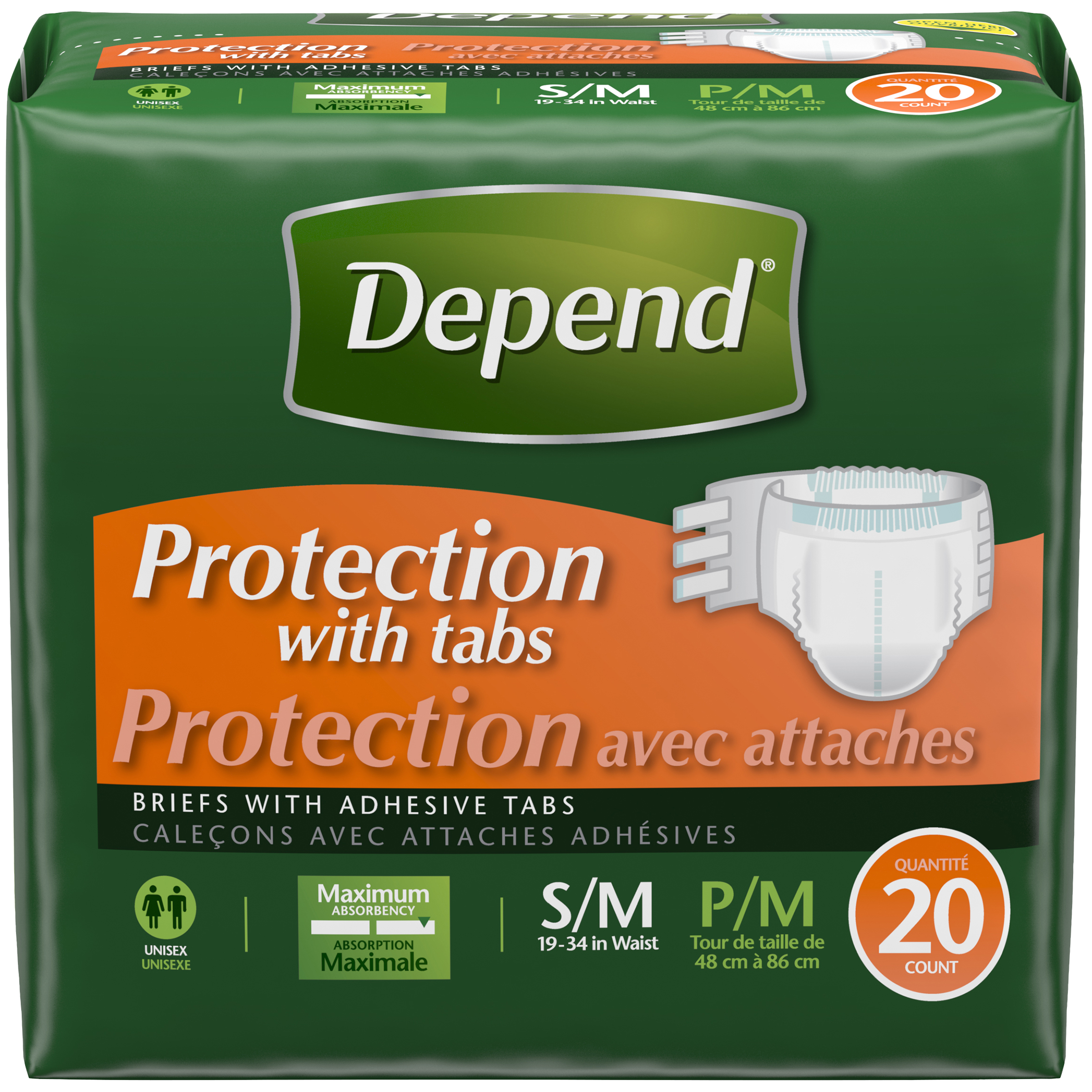 Depend ® Protection with Tabs Incontinence Underwear, Maximum
