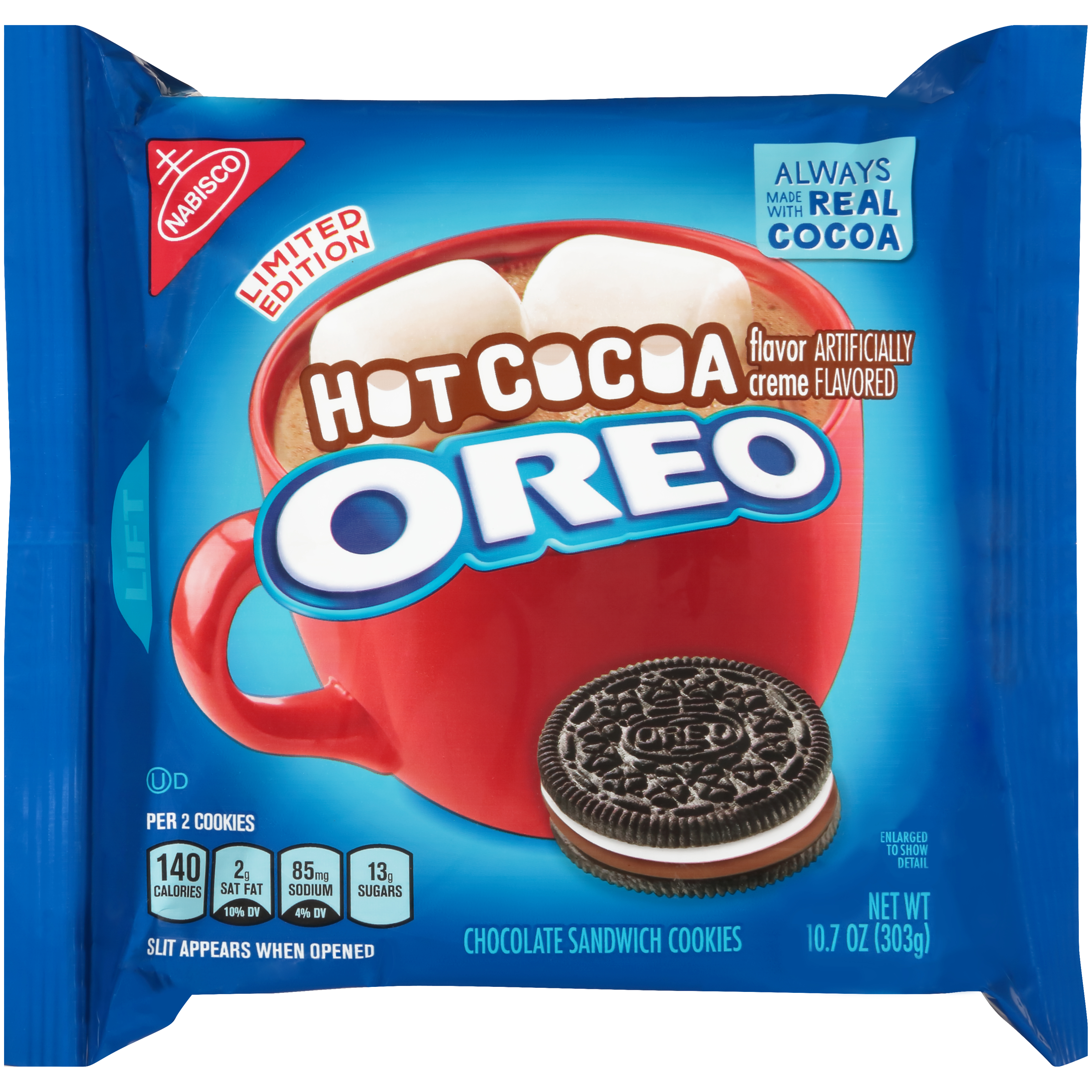 Oreo Nabisco  Limited Edition Hot Cocoa Chocolate Sandwich Cookies, 10.7 Oz. Tray