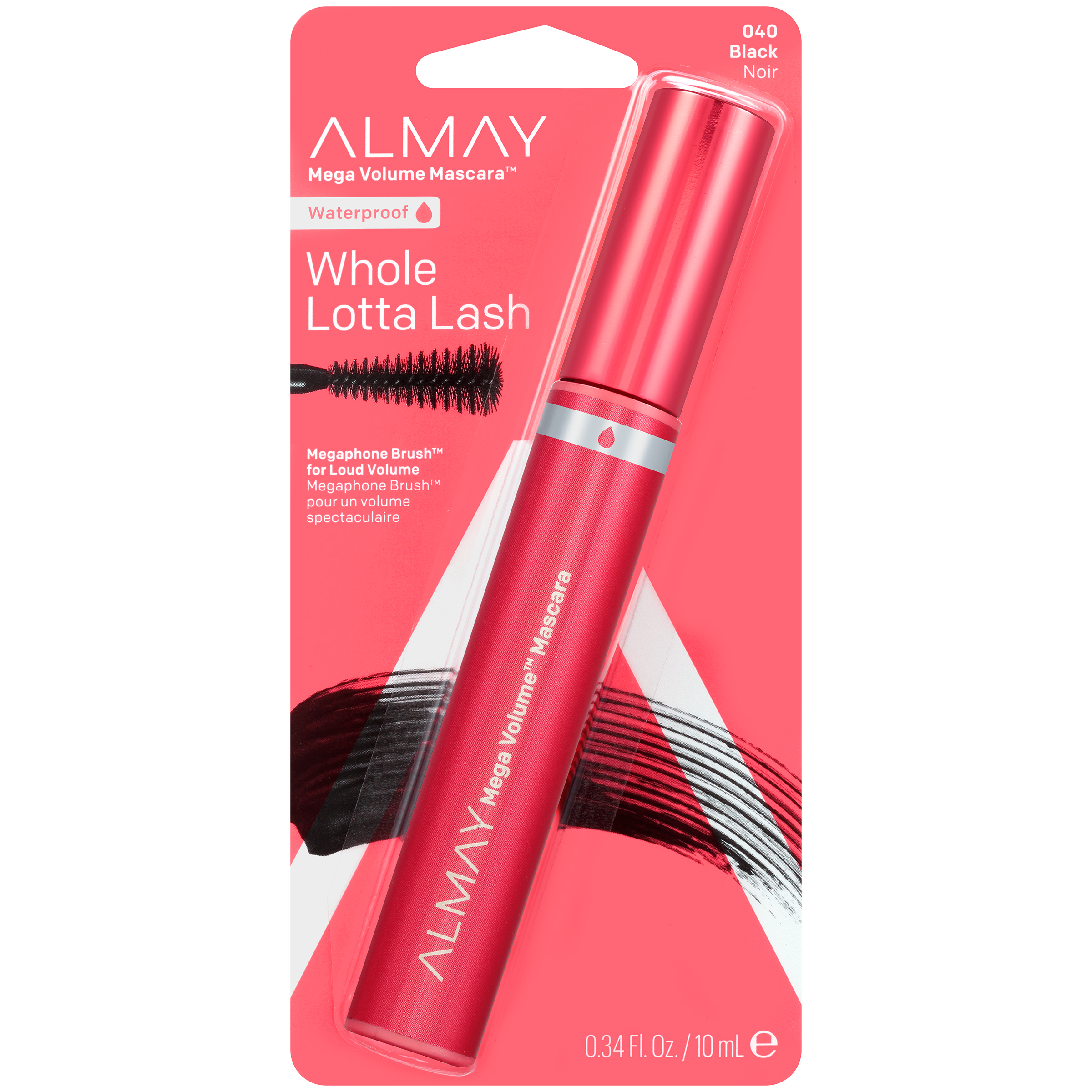 Almay ® Mega Volume™ Waterproof Mascara 040 Black, .34 fl. Oz. Carded Pack Almay ® Mega Volume™ Waterproof Mascara 040 Black, .34 fl. Oz. Carded Pack