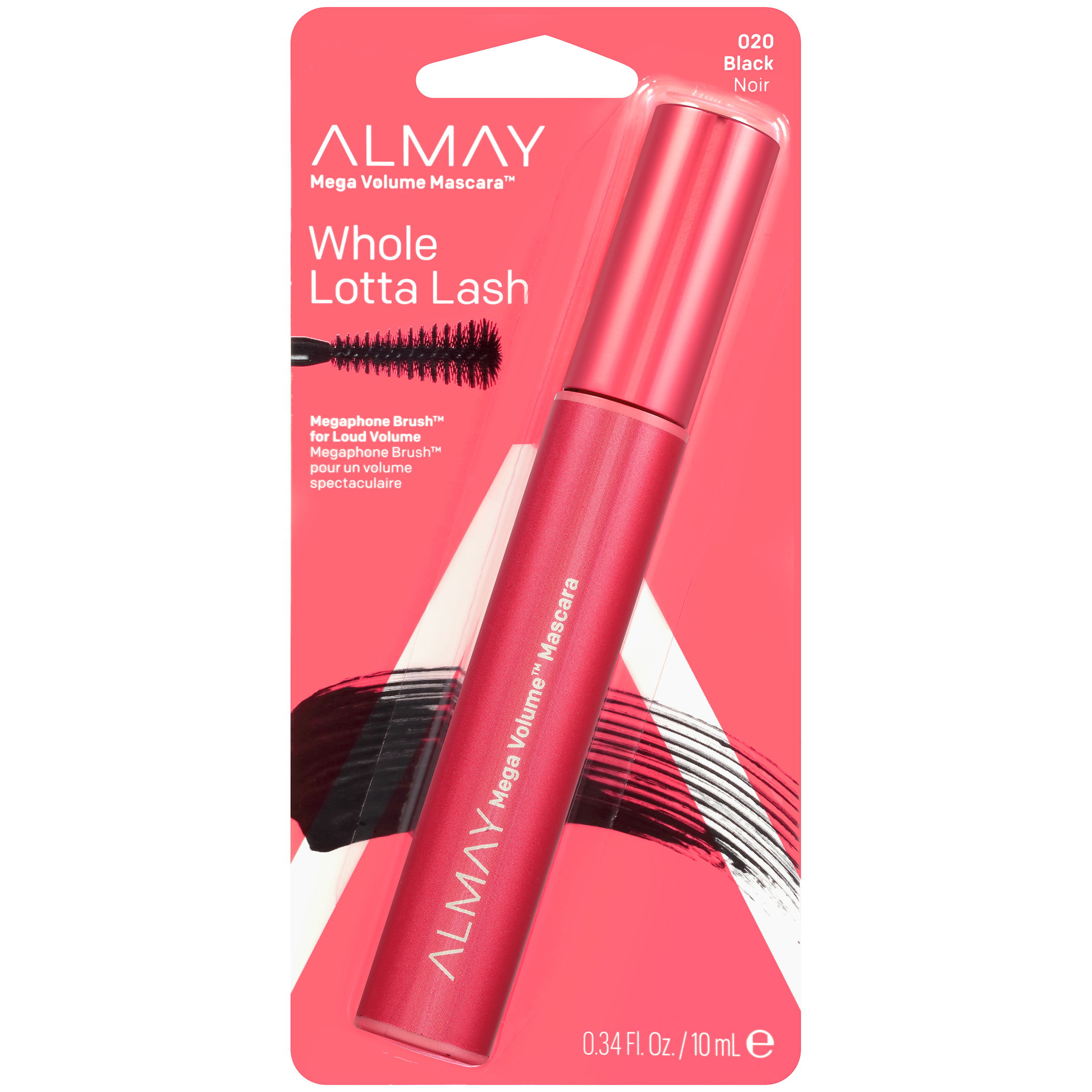 Almay ® Mega Volume™ Mascara 020 Black .34 fl. oz. Carded Pack, Clear Almay ® Mega Volume™ Mascara 020 Black .34 fl. oz. Carded Pack, Clear