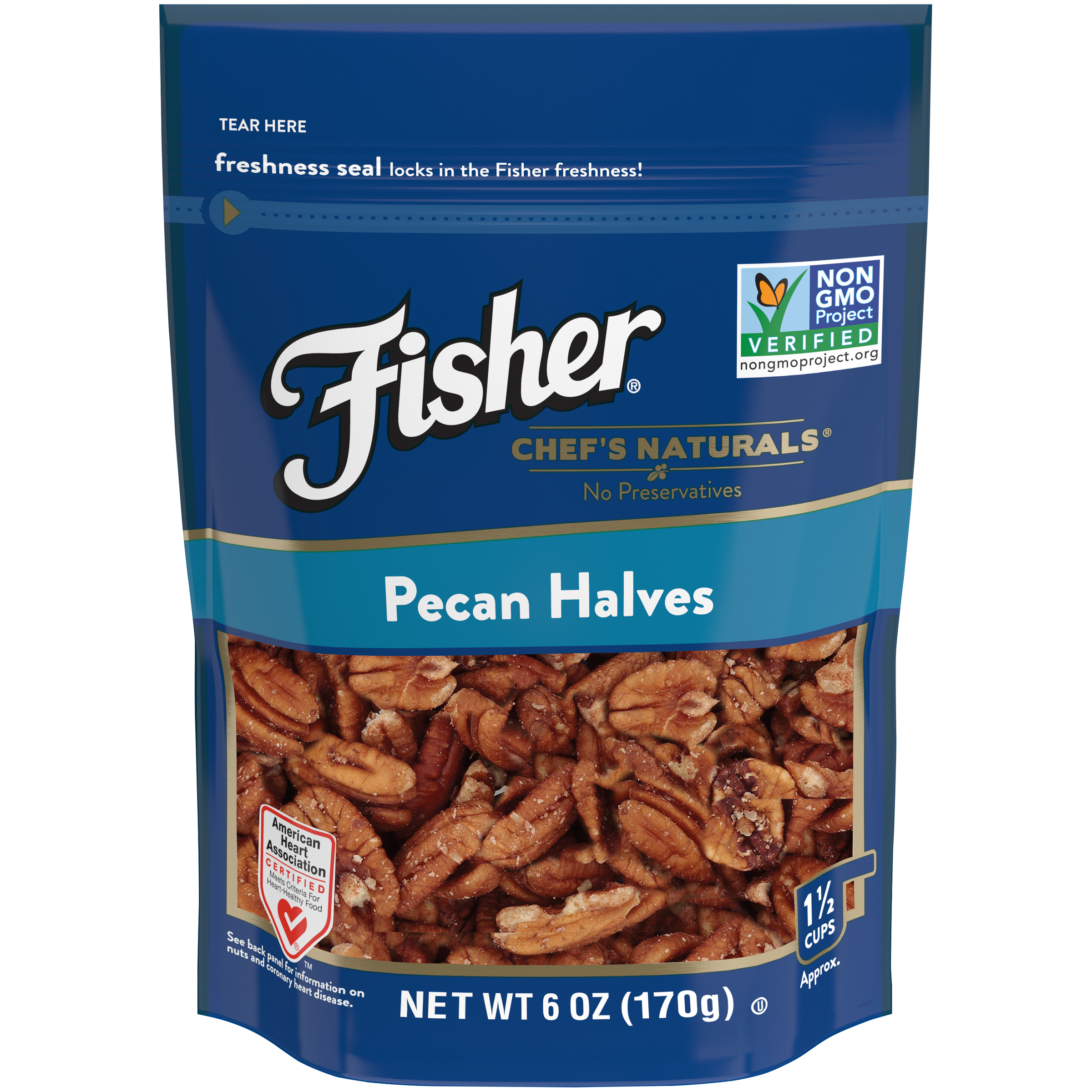 Fisher Pecans, Halves, 6 oz