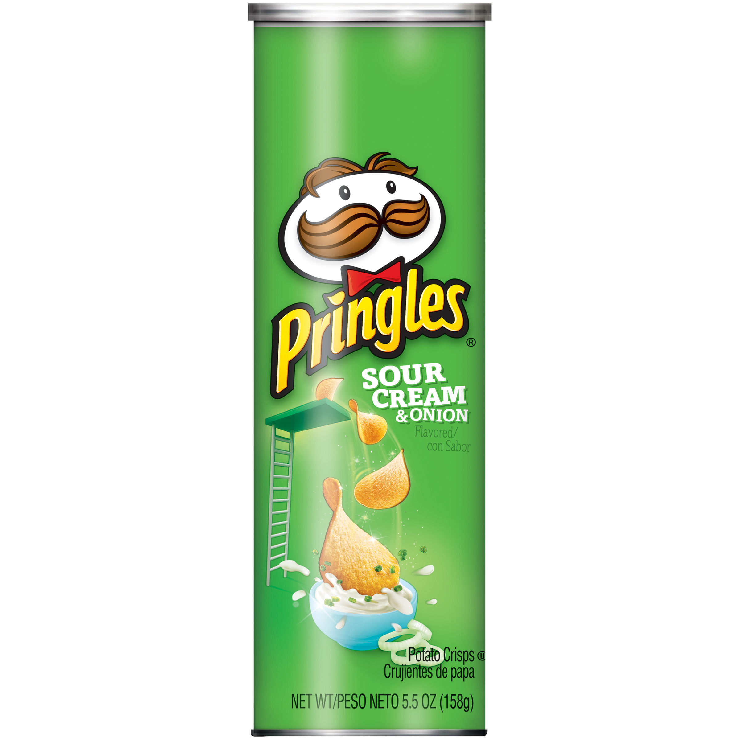 Pringles Potato Crisps Chips, Sour Cream and Onion Flavored, 5.5 oz Can