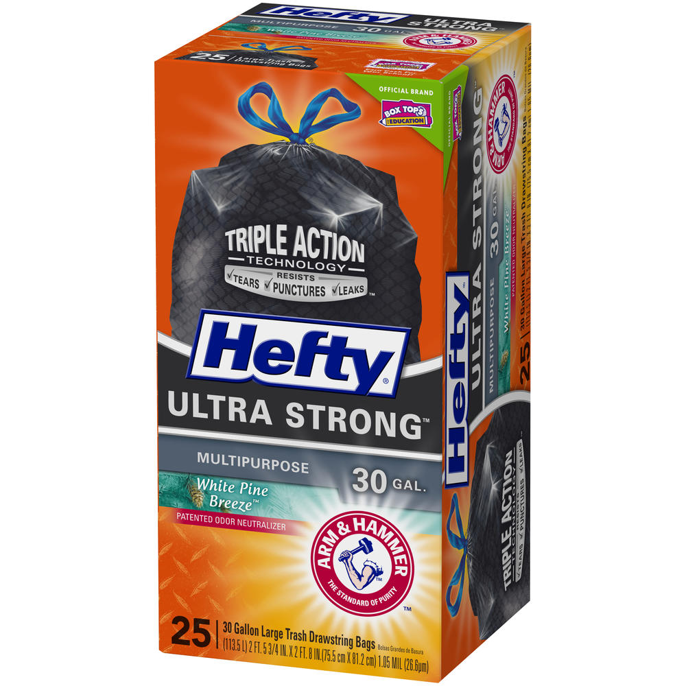 Hefty &#174; Ultra Strong&#8482; Multipurpose White Pine Breeze&#8482; 30 Gallon Large Trash Drawstring Bags 25 ct Box