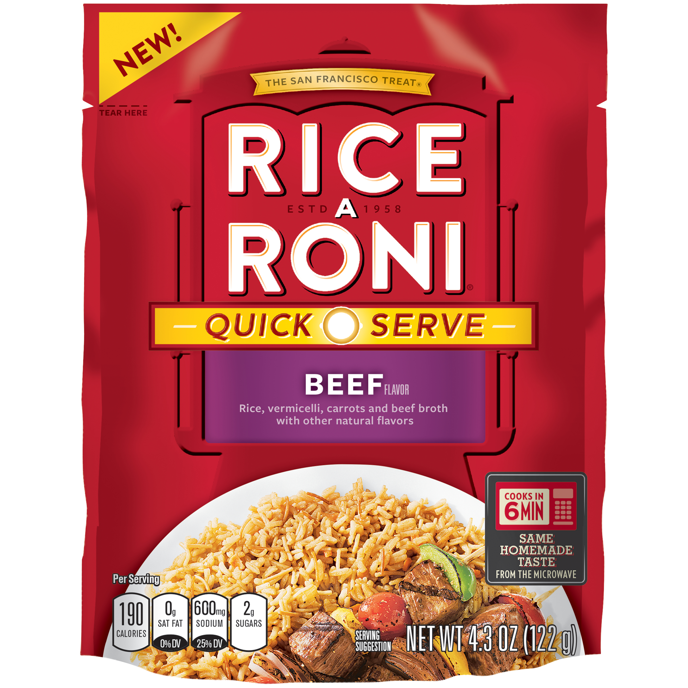 Quaker Rice Mix, Quick Serve Beef Flavor, 4.3 oz