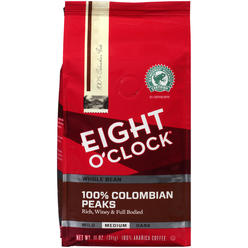 Eight O'Clock Coffee Eight O'Clock Whole Bean Coffee, Colombian Peaks, 11 Ounce