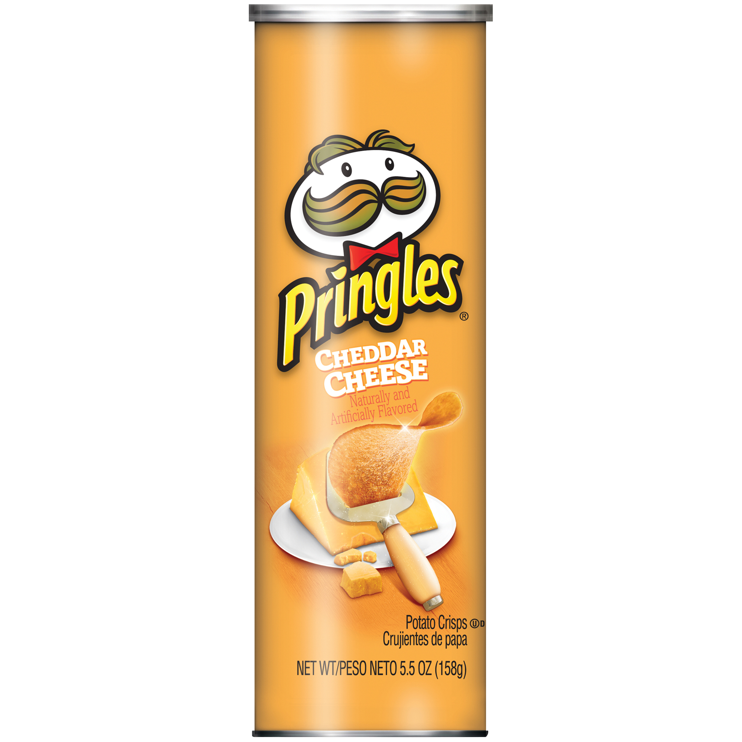 Pringles Potato Crisps Chips, Cheddar Cheese Flavored, 5.5 oz Can