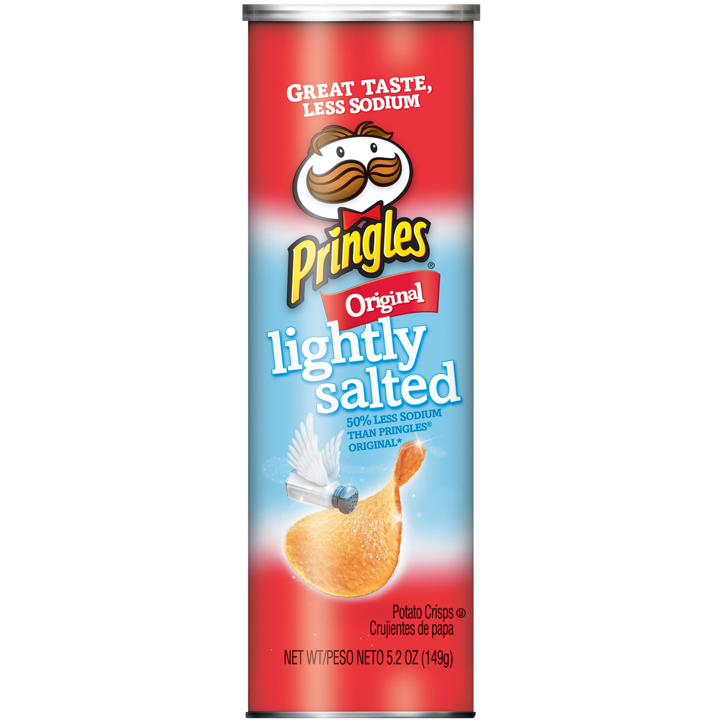 Pringles  Potato Crisps Chips, Lightly Salted, Original Flavored, 5.2 oz Can