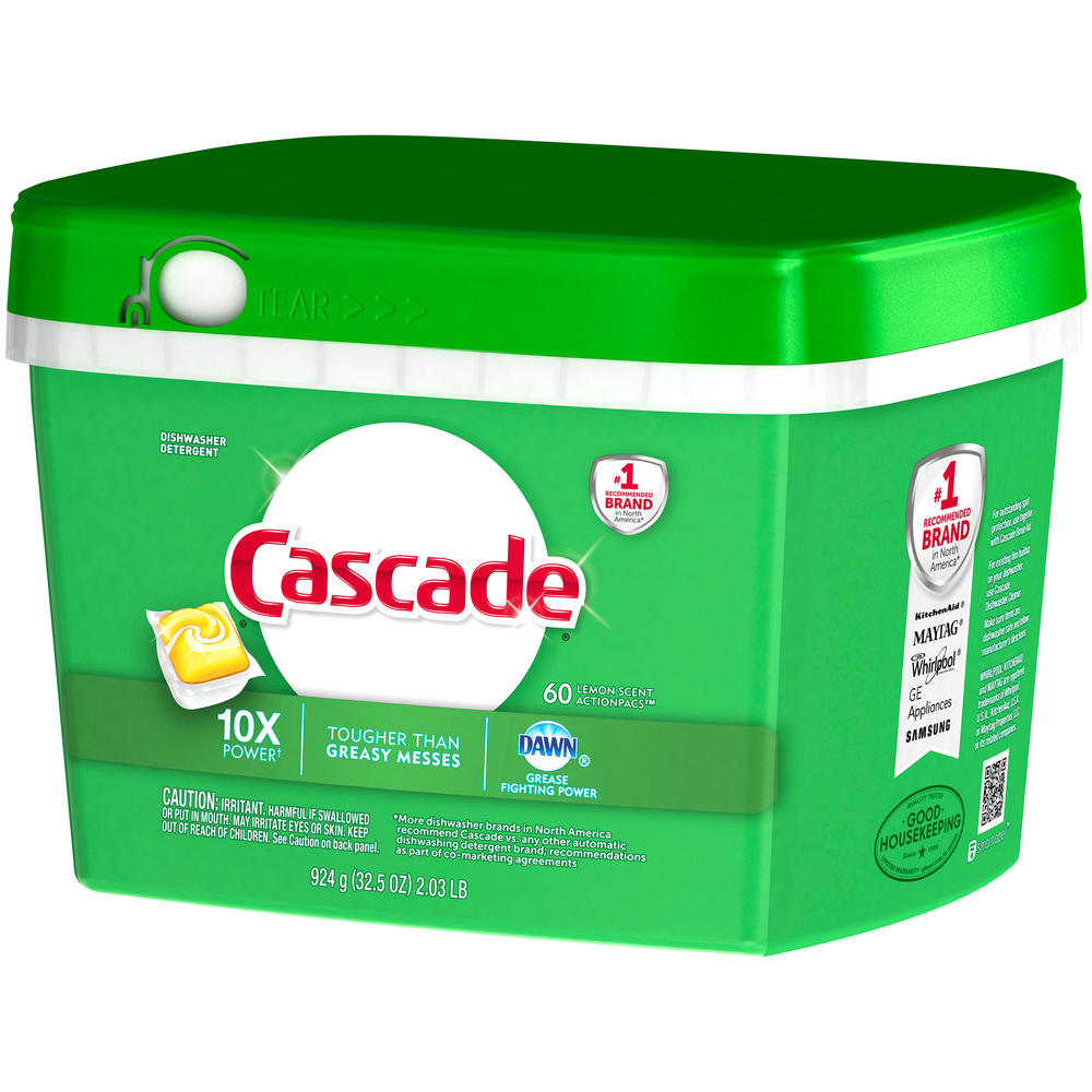 Cascade  ActionPacs, Dishwasher Detergent, Lemon Scent, 60 count