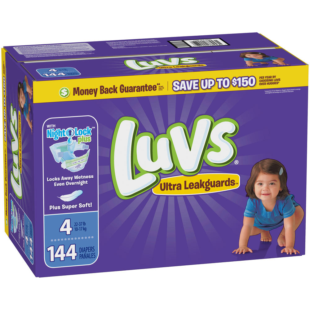 Luvs Ultra Leakguards Diapers Size 4 144 count