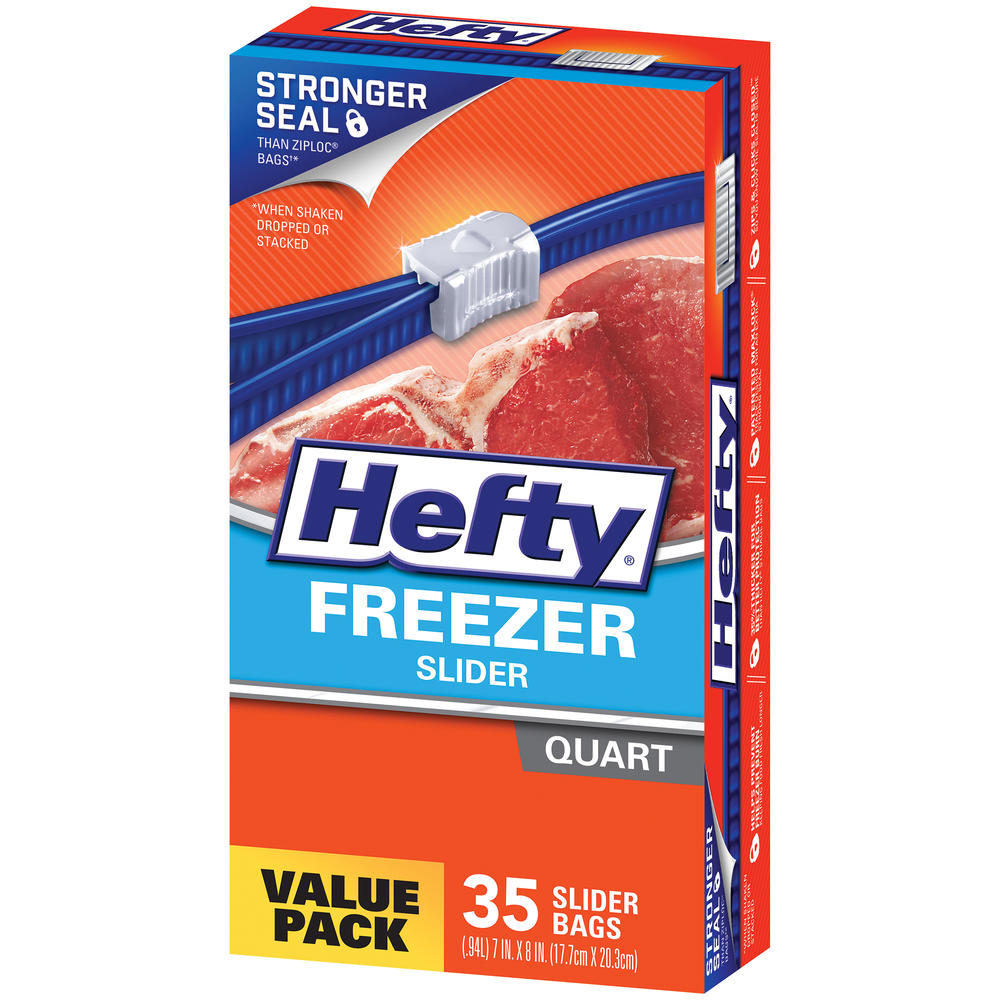 Hefty OneZip Freezer Bags, Quart, Value Pack, 35 bags