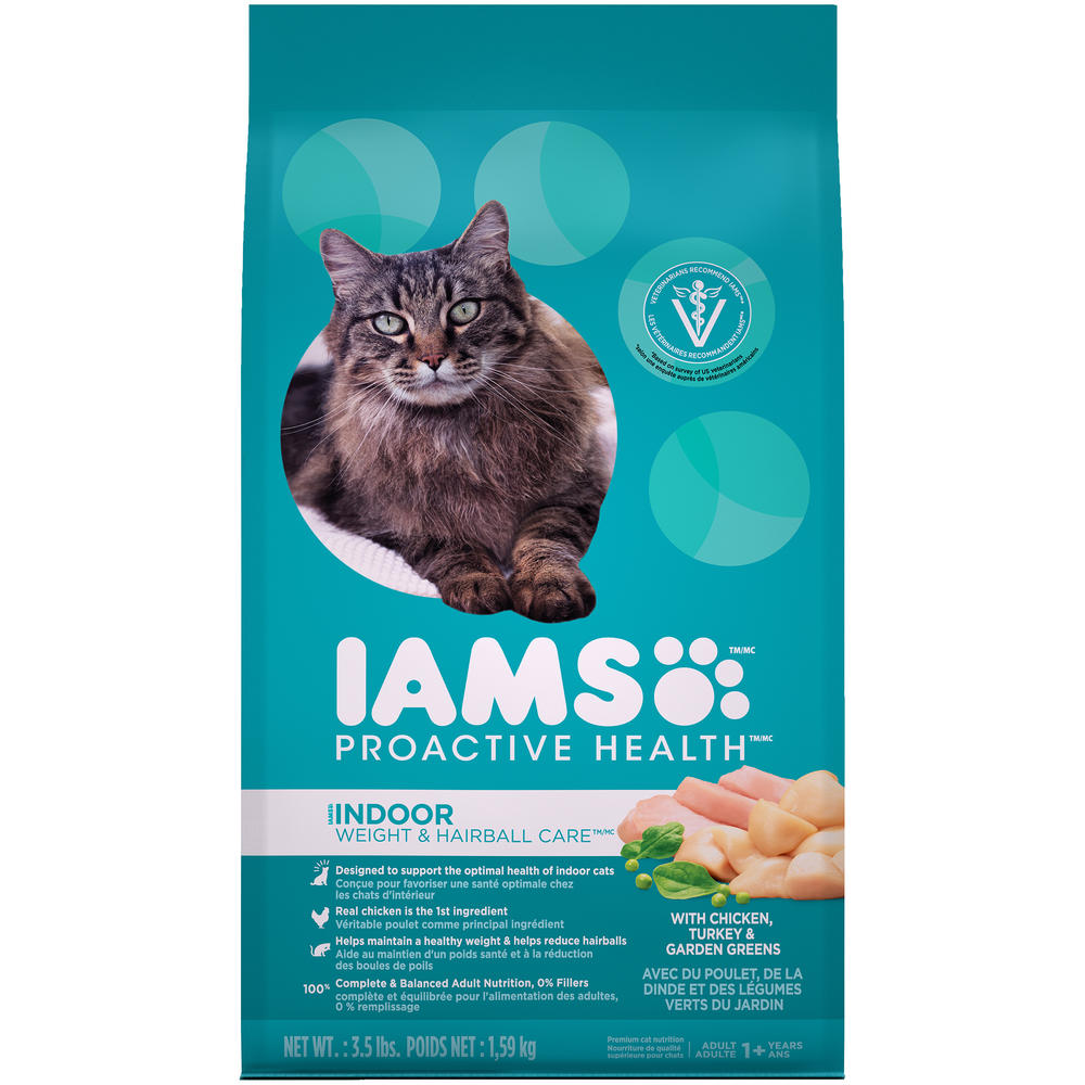 Iams ProActive Health Indoor Weight & Hairball Care Cat Food with Chicken 3.5 lb. Bag