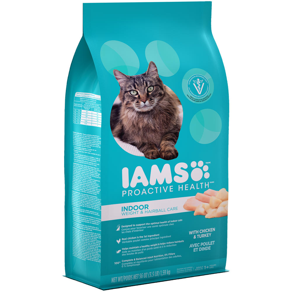 Iams ProActive Health Indoor Weight & Hairball Care Cat Food with Chicken 3.5 lb. Bag