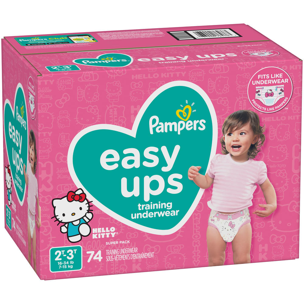 Pampers  Easy Ups Hello Kitty&#174; Training Underwear Size 2T&#8211;3T 74 ct Pack