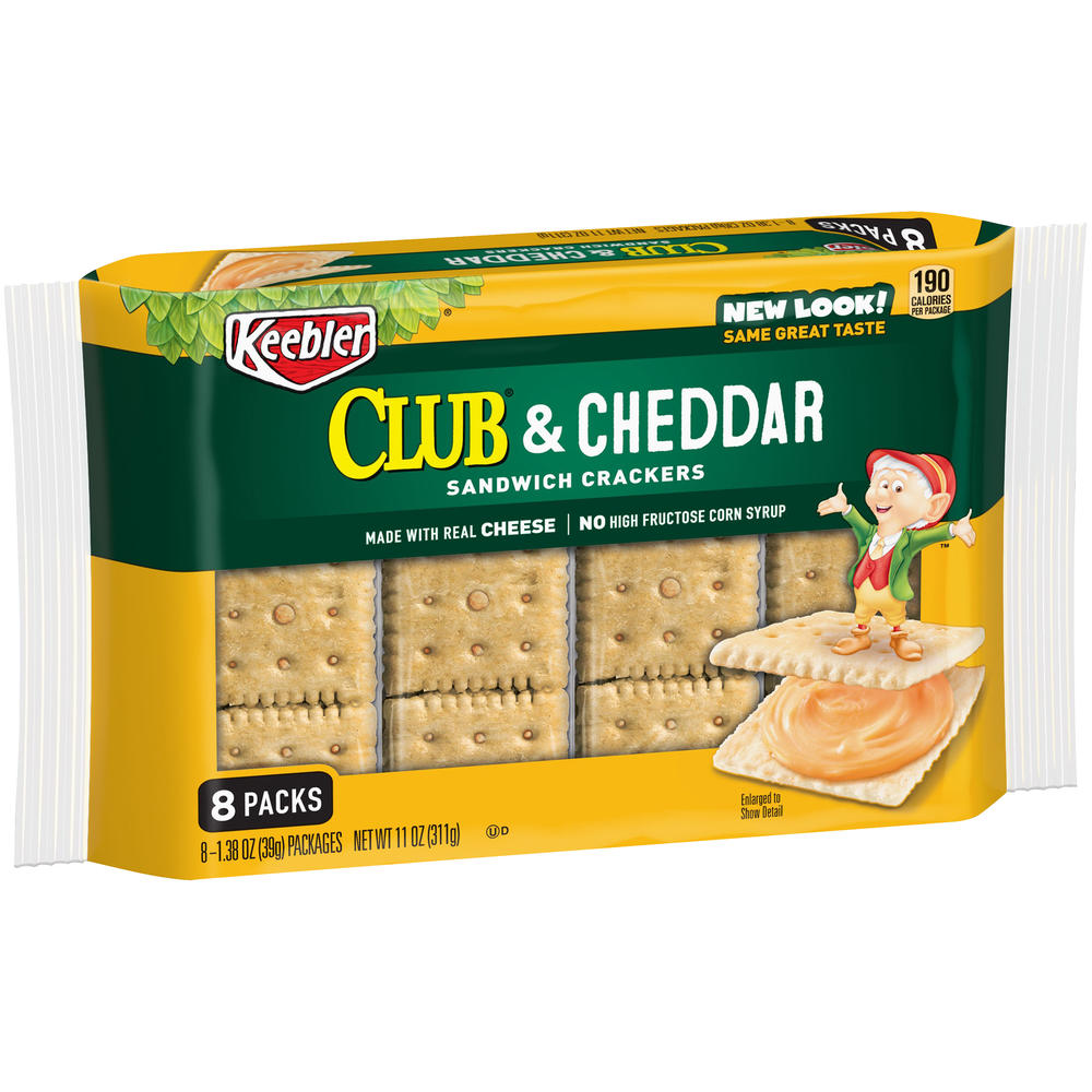 Keebler Sandwich Crackers, Club & Cheddar, 8 - 1.38 oz packages [11 oz (311 g)]