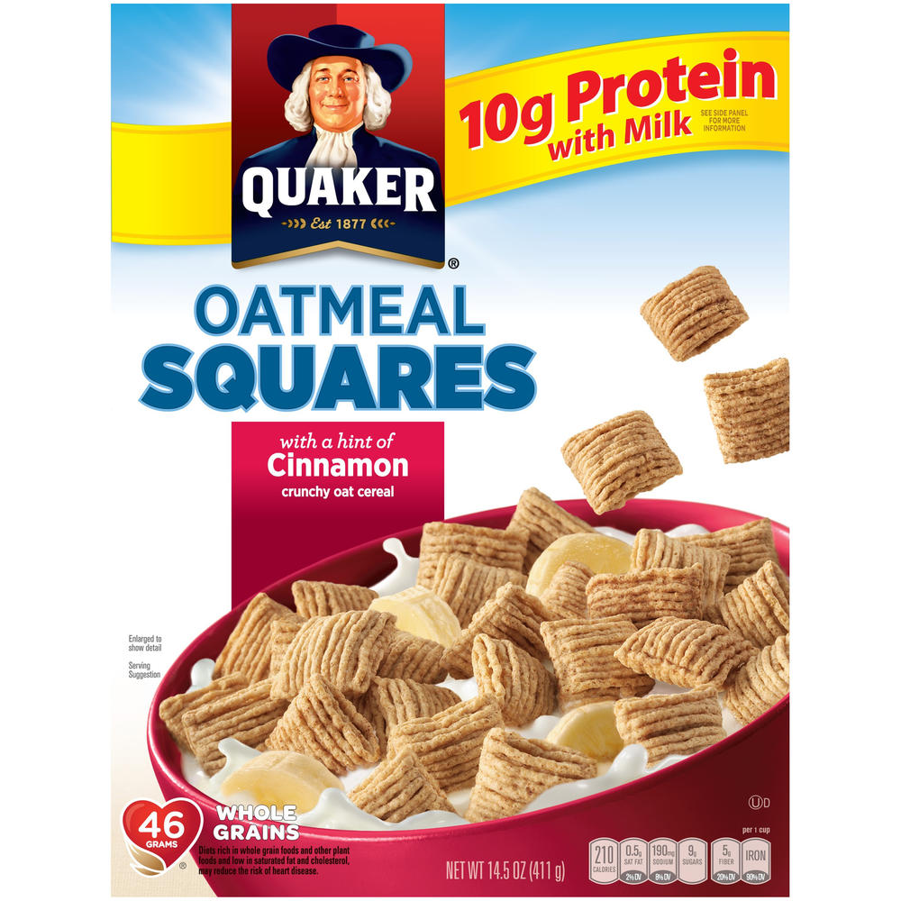 Quaker Oatmeal Squares Cinnamon Cereal 14.5 oz