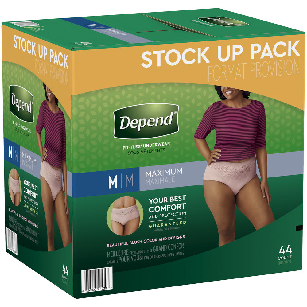 Depend Women's Fit-Flex Incontinence Underwear, M, 44 Count