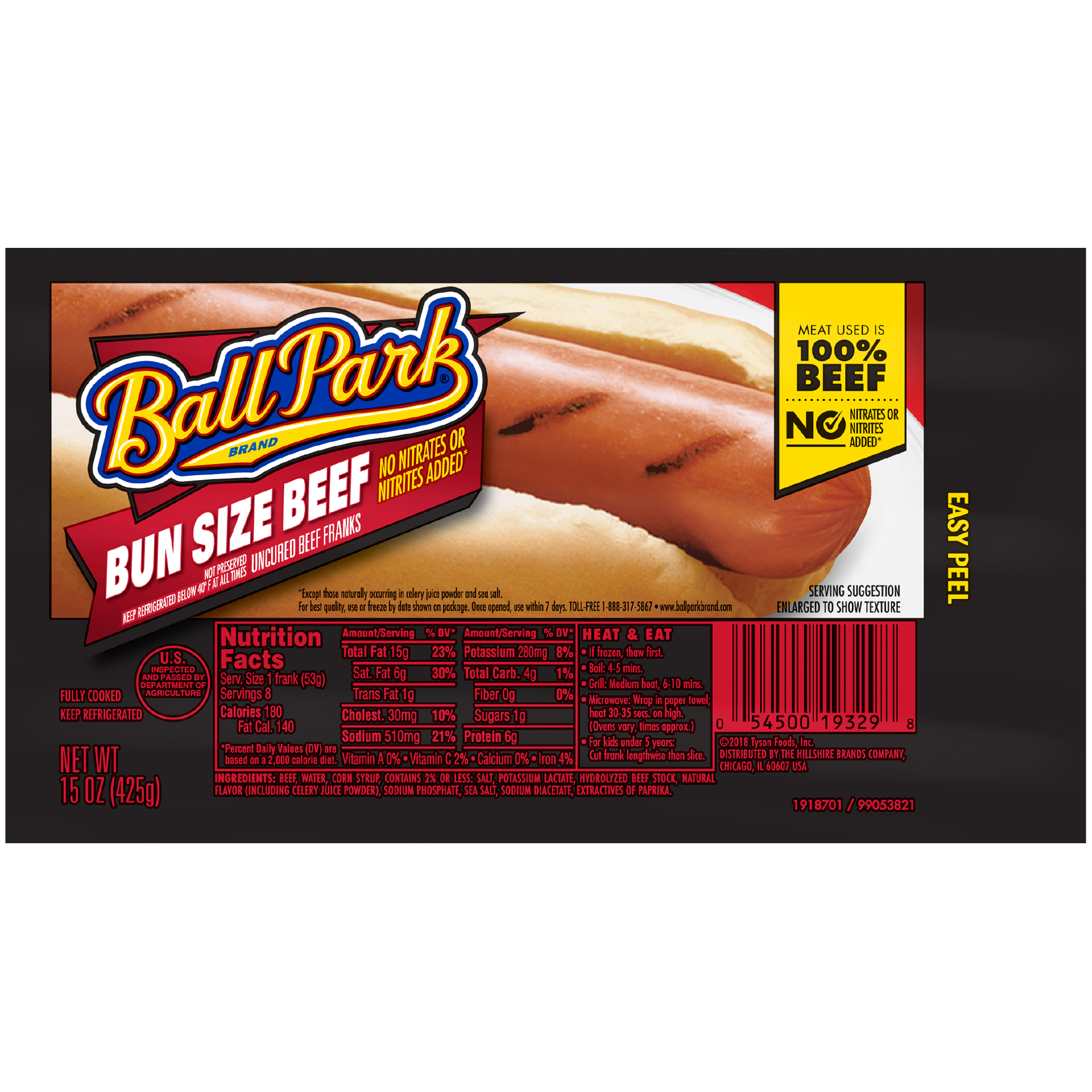 Ball Park Bun Size Beef Franks, 15 oz (425 g)