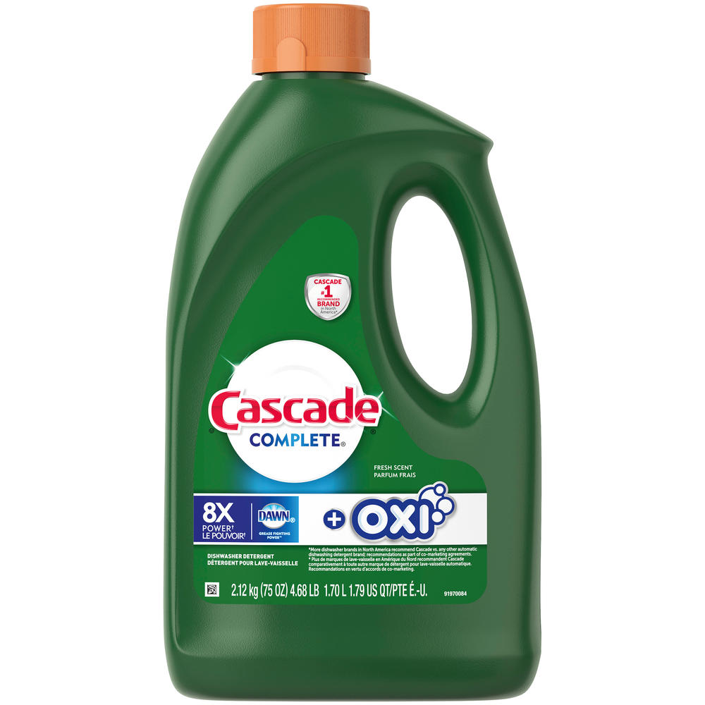 Cascade Complete All In 1 Dishwasher Detergent, with Bleach HydroClean Action, Fresh Rapids Scent, 75 oz (4.68 lb) 2.1 kg