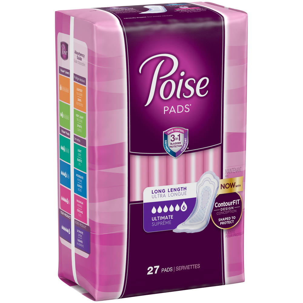 Poise® Ultimate Absorbency Incontinence Pads, Long Length