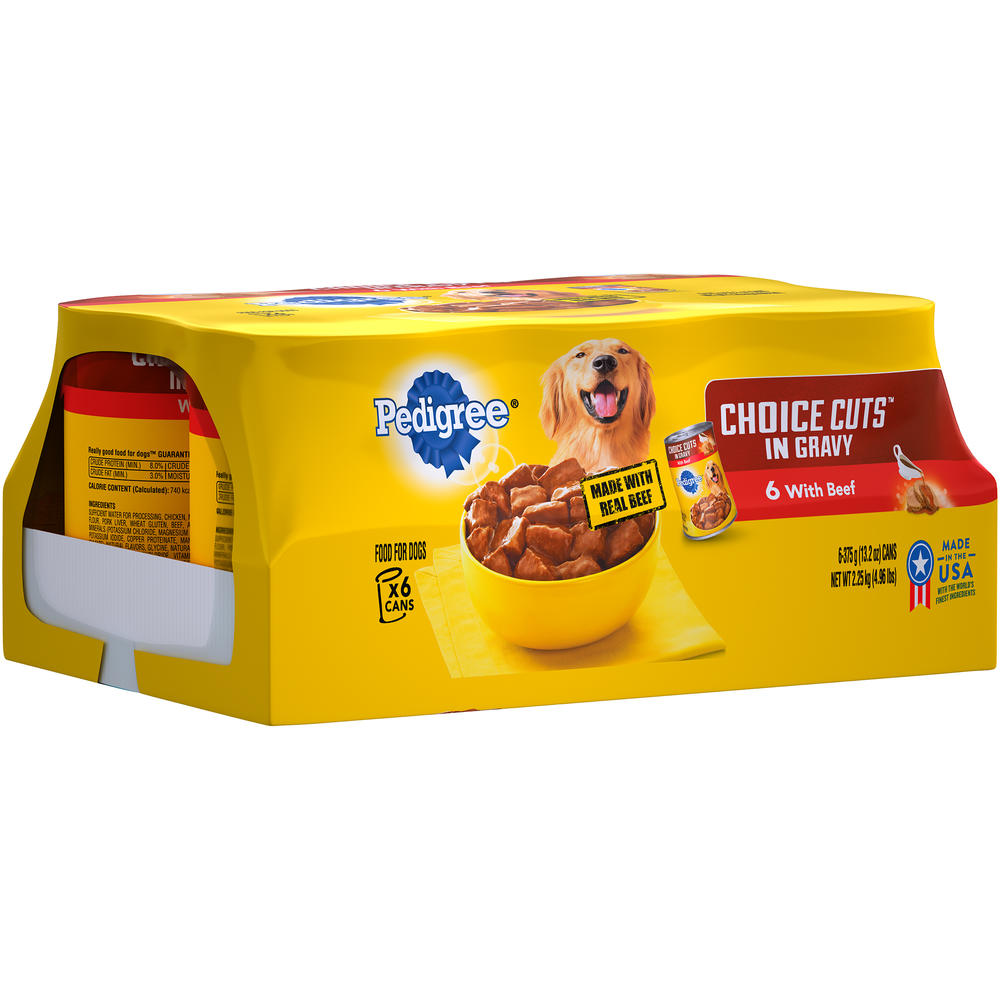Pedigree Food for Adult Dogs, Traditional Ground Dinner, 6-13.2oz (375 g) cans [4.96 lb] (2.25kg)]