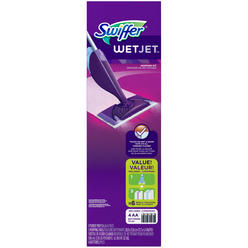 Swiffer WetJet Mop, 11 x 5 White Cloth Head, 46" Purple/Silver Aluminum/Plastic Handle