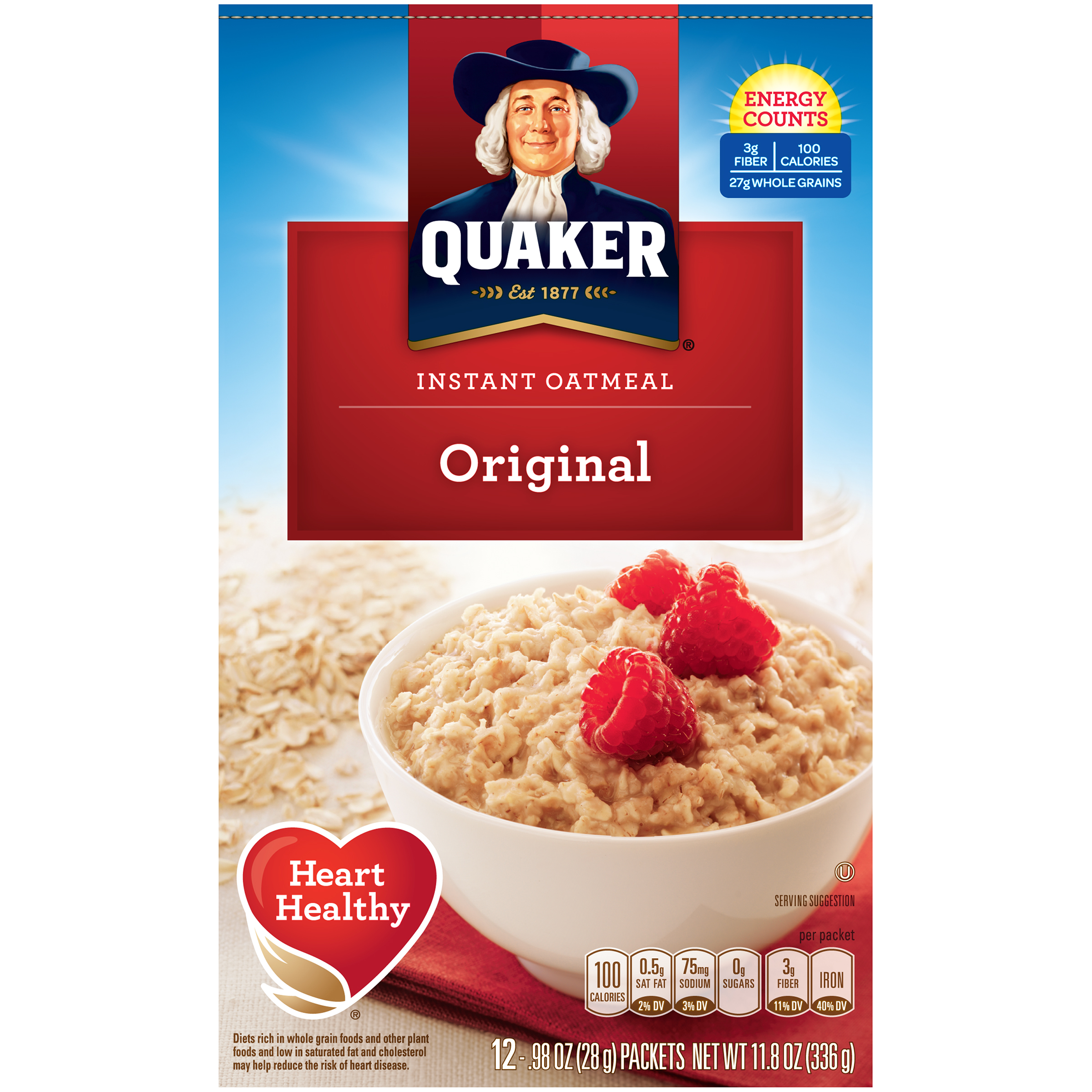 Quaker Instant Oatmeal, Original, 12 - 0.98 oz (28 g) packets [11.8 oz